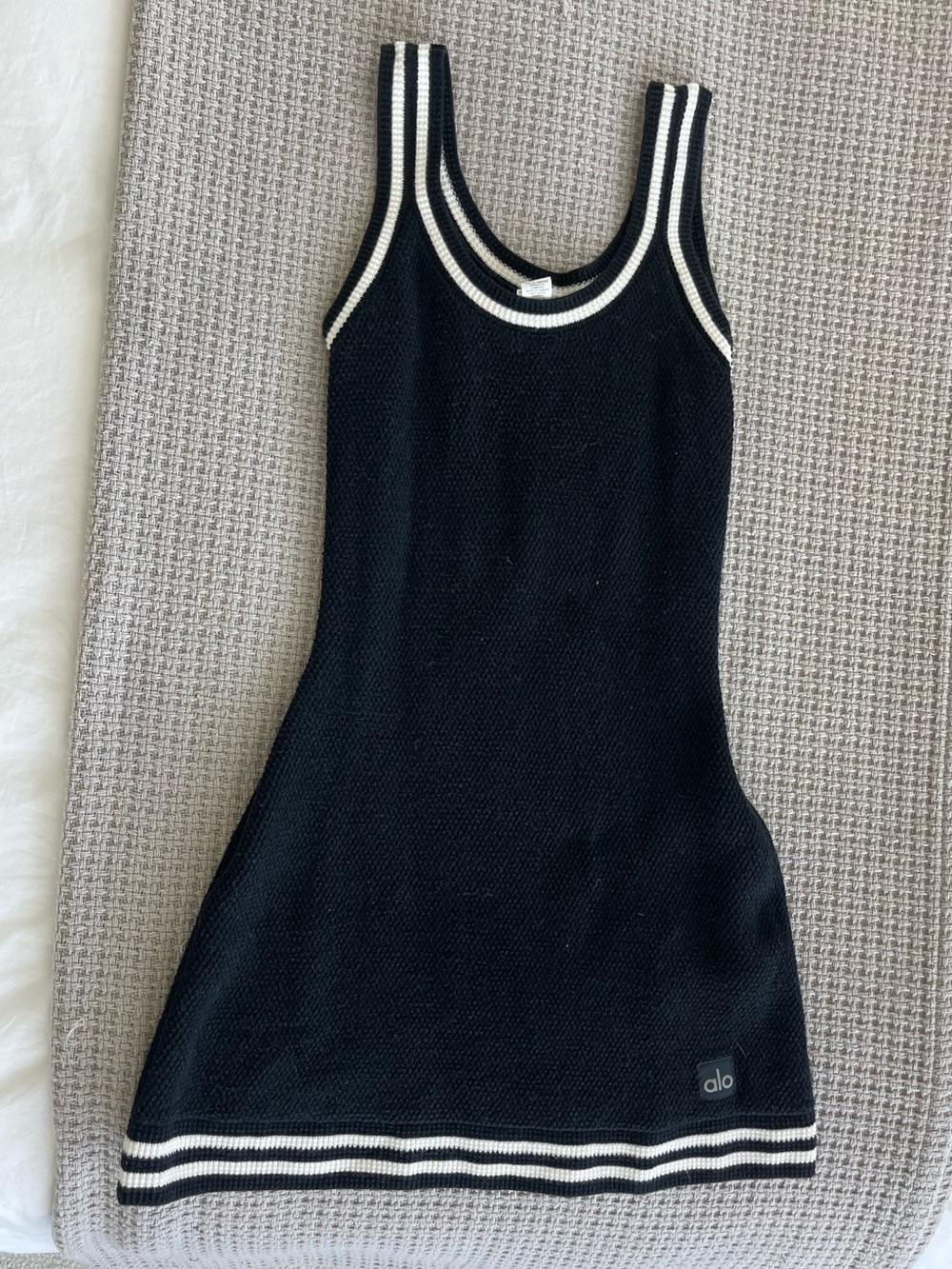 Alo Yoga Tennis Club Sweater Knit Dress Black Ivory Size XXS